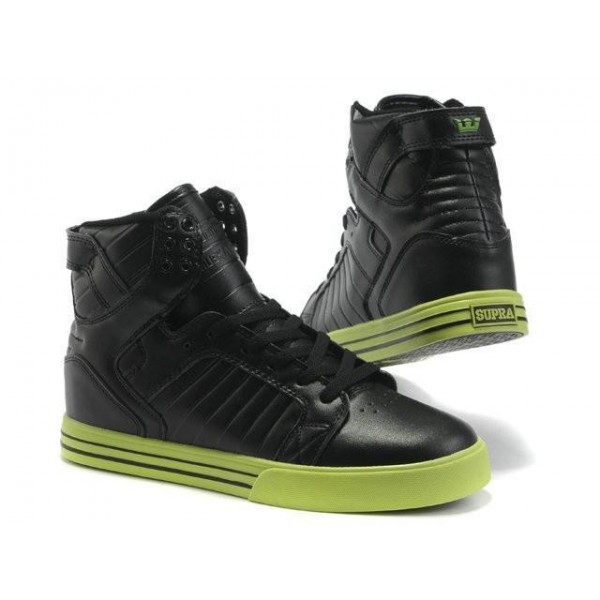 Men Supra Shoes Black Lime Green Supra Skytop Shoes