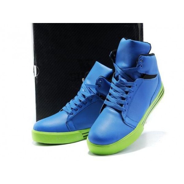Men Supra Shoes Blue Lime Green Supra Society Mid shoes