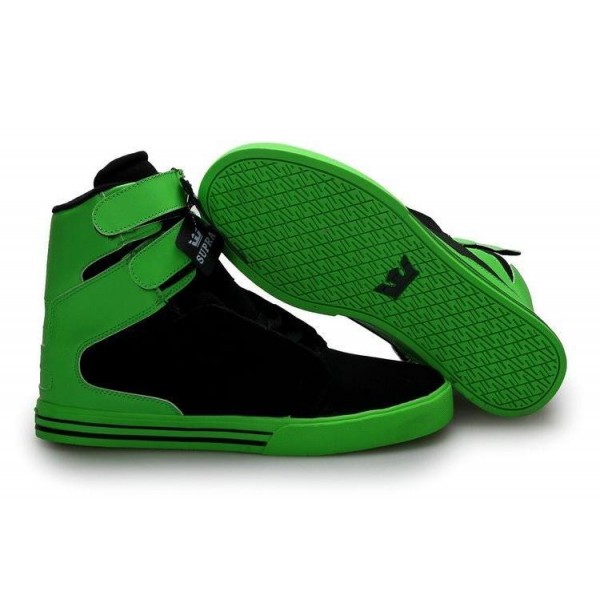 Men Supra Shoes Black Green Supra TK Society High Top Shoes