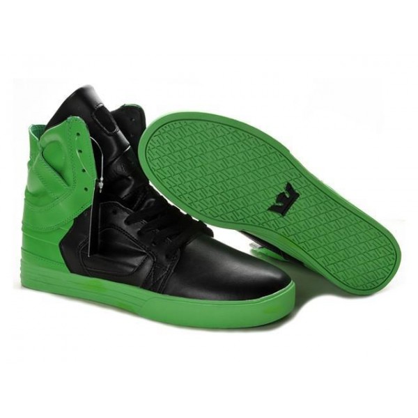 Men Supra Shoes Black Green Supra Skytop 2 Shoes Collection