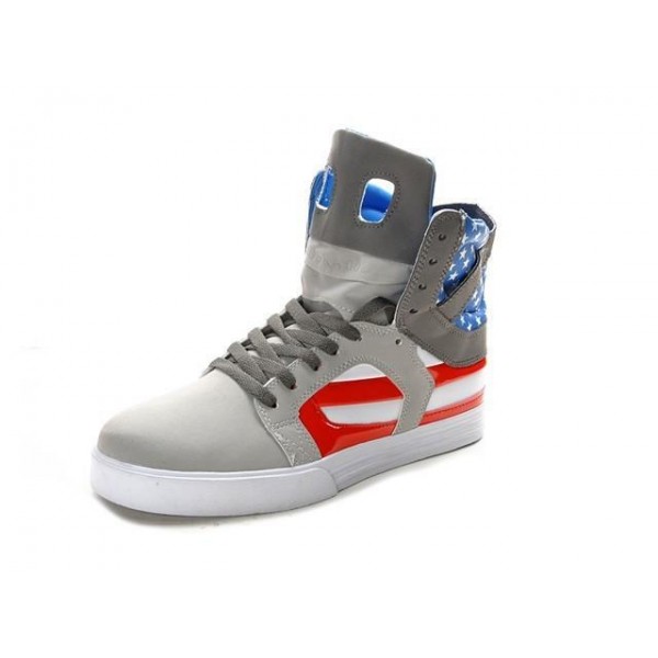 Men Supra Shoes Flag Pack Grey Blue Red White Supra Skytop 2 Shoes
