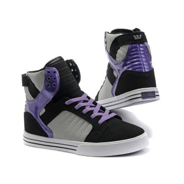 Men Supra Shoes Supra Muska Skytop Black Grey Purple High Top Shoes