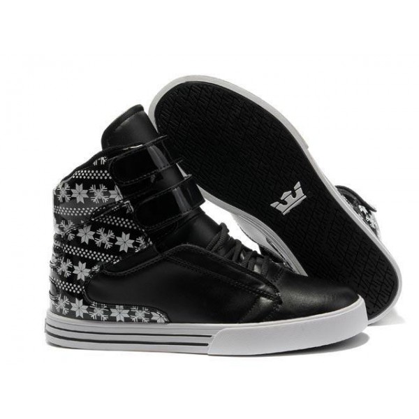 Women Black White Justin Bieber Supra TK Society Shoes Snowflake Series