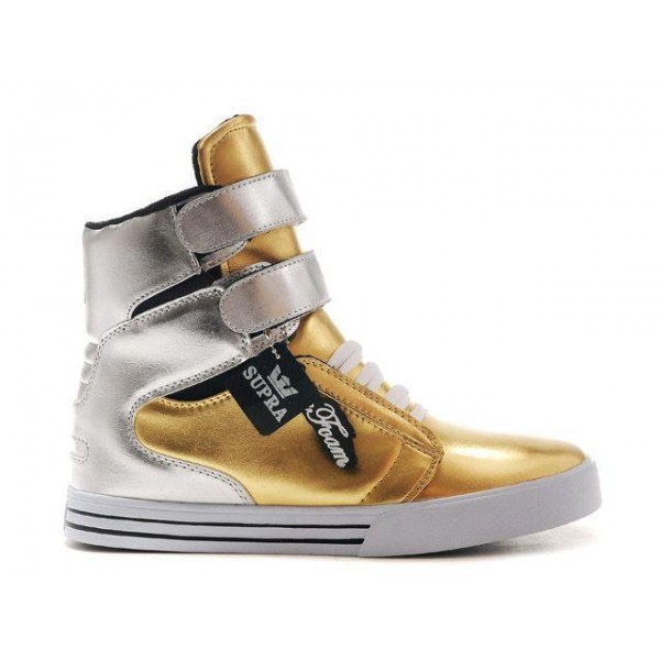 Men Supra Shoes Gold Silver Justin Bieber Supra TK Society Shoes