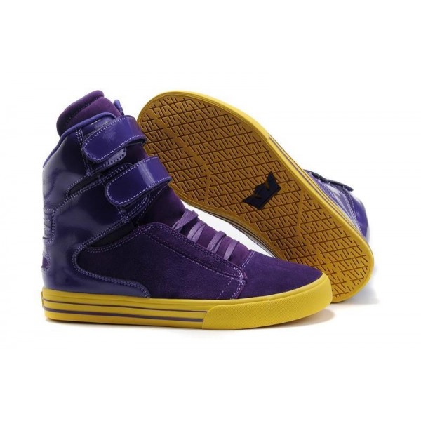 Men Supra Shoes Supra TK Society Purple Yellow Suede Shoes