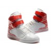 Women White Red Supra TK Society Snowflake Series High Top Shoes Online Sale