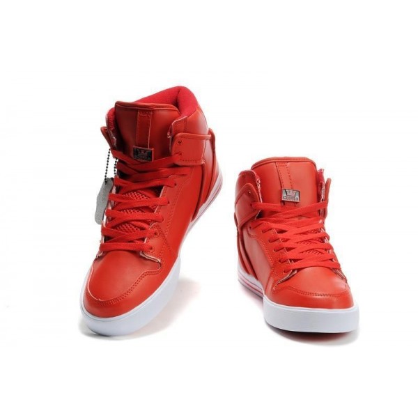 Women White Red Supra Vaider High Top Shoes
