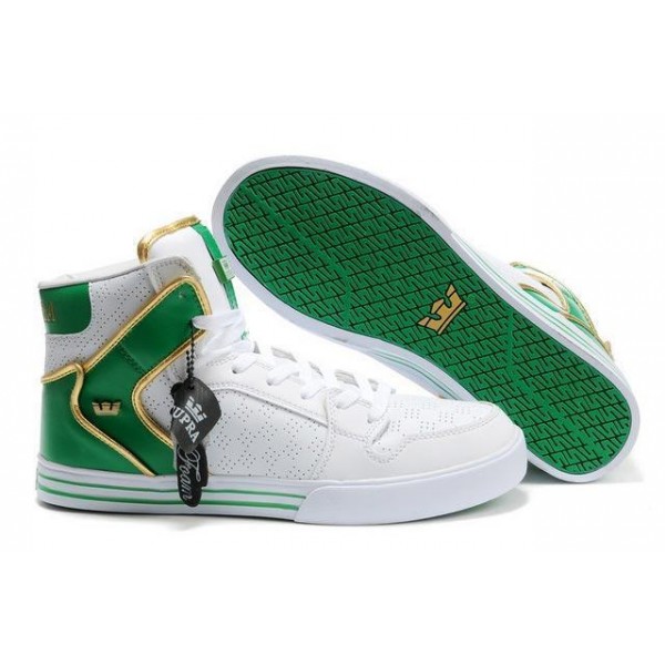 Men Supra Shoes White Green Gold Supra Shoes Vaiders
