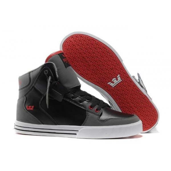 Men Supra Shoes Grey Black Red Supra Shoes Vaiders