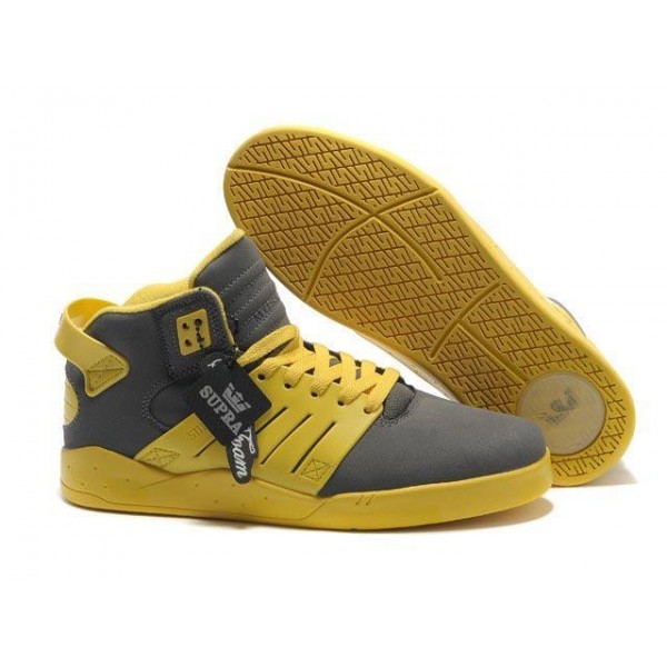 Men Supra Shoes Grey Yellow Supra Skytop 3 Shoes