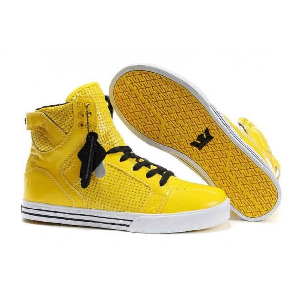 Men Supra Shoes White Yellow Supra Skytop Shoes