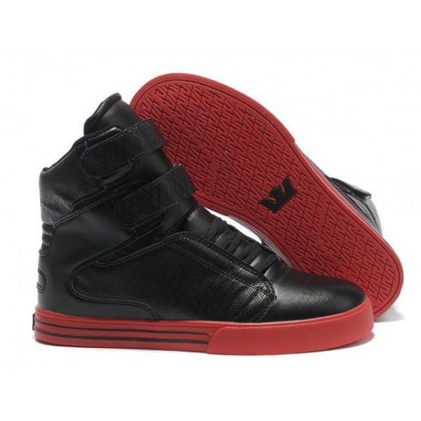 Men Supra Shoes Black Red Supra TK Society High Top Shoes