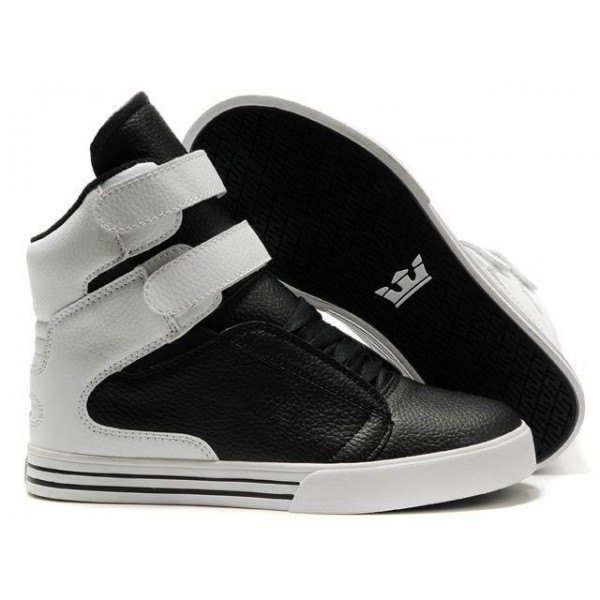 Men Supra Shoes Black White Full Grain Supra TK Society Shoes leather
