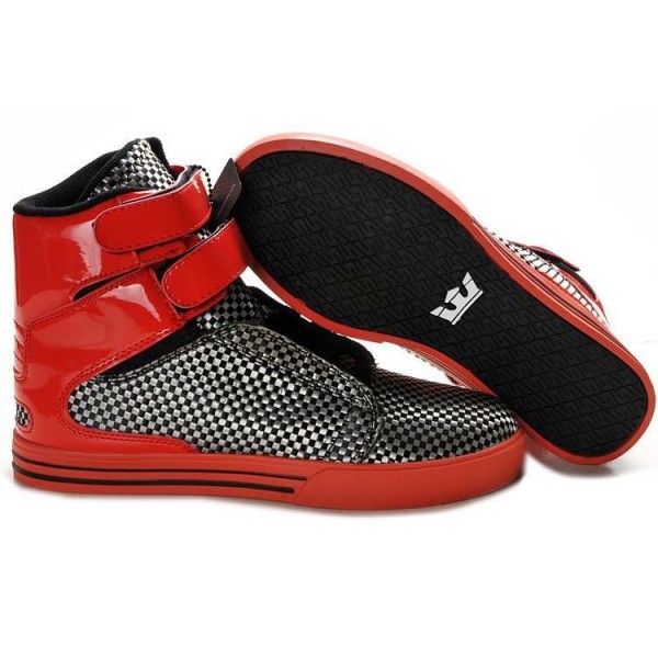 Men Supra Shoes Silver Black Red Supra TK Society Shoes