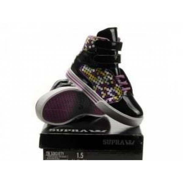 Supra Kids shoes Black Purple Supra TK Society High Top Shoes