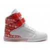Women White Red Supra TK Society Shoes Snowflake Series