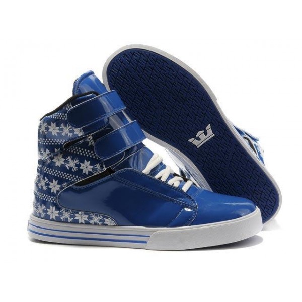 Men Supra Shoes Blue White Supra TK Society Shoes Snowflake Series