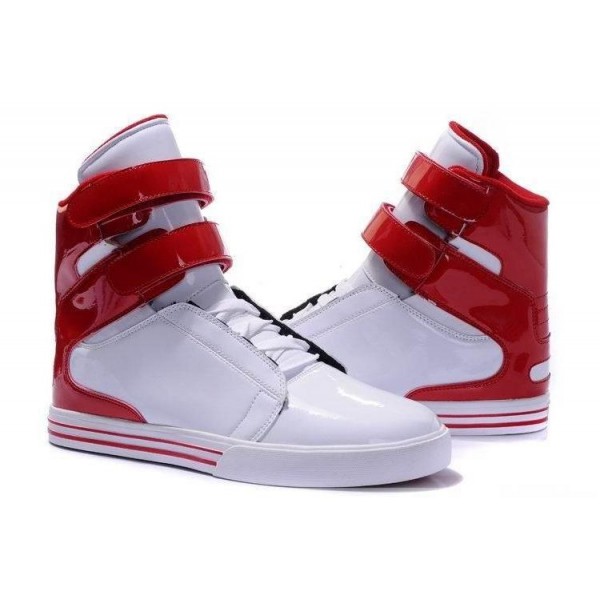 Men Supra Shoes White Red Supra TK Society High Top Shoes