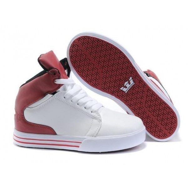 Men Supra Shoes White Red Supra Society Mid shoes