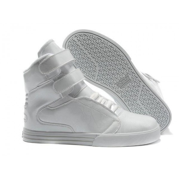 Women All White Supra TK Society High Top Shoes